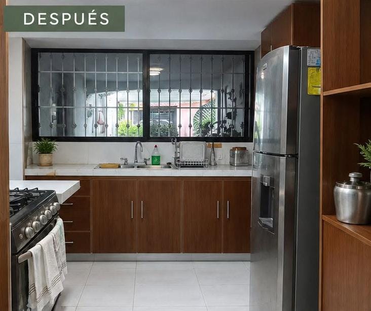 Fotografía del resultado final de la cocina remodelada por Espazio Habitable